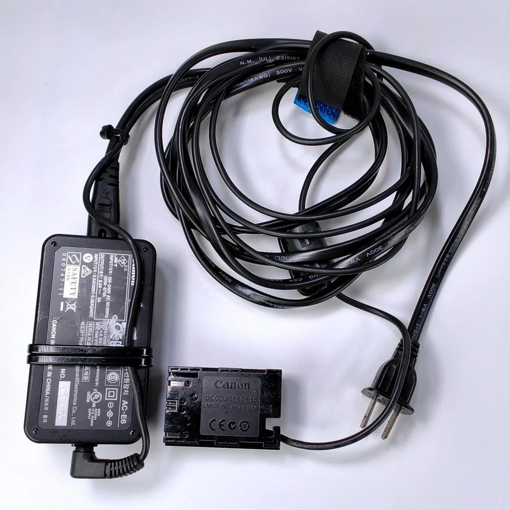 Canon AC Adapter AC-E6 and DC Coupler DR-E6 Power Kit for EOS DSLR Cameras